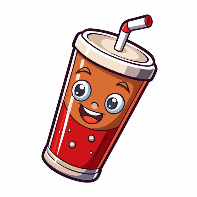 Vector floating cartoon vector icon illustration of refreshing soda cola drink