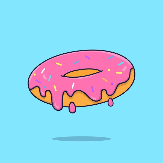 Floating Donut cartoon icon illustration food object icon concept isolated