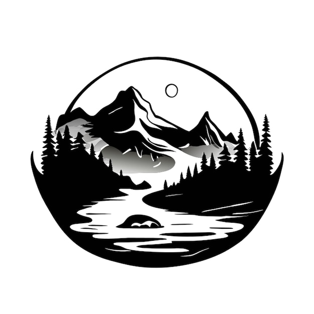 floating island art with mountain and beautiful riversun vector illustration