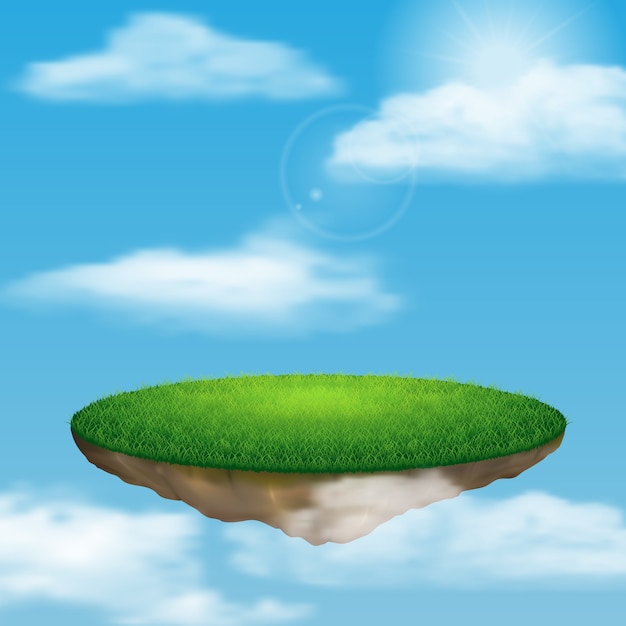 Floating island in sky among the clouds