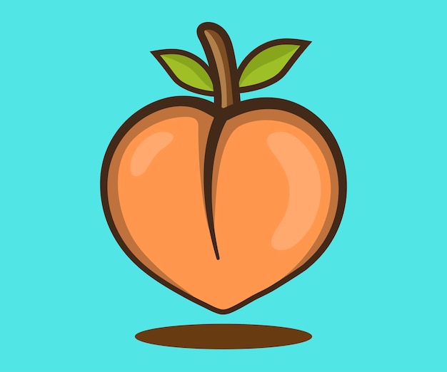 Floating peach cartoon vector icon illustration food nature icon concept isolated premium flat