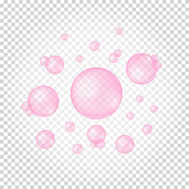 Floating pink bubbles Cherry or strawberry gum Fizzy carbonated water texture Soap foam bath suds