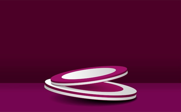 floating Podium Background. 3d purple podium for product placement with circular background.