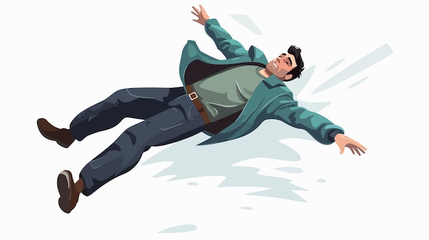 Vector floating young man falling down in air isolated