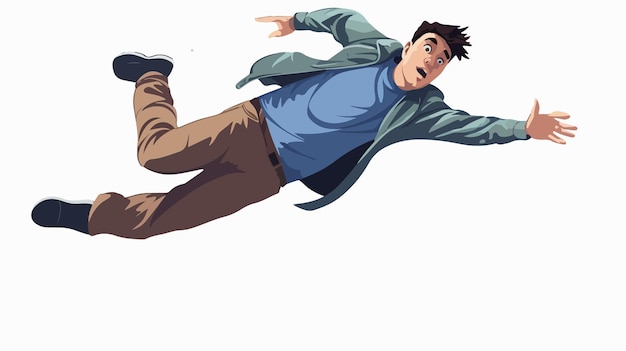 Floating Young Man Falling Down in Air Isolated