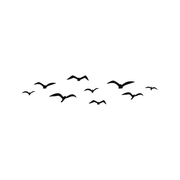 A flock of flying silhouette birds Vector illustration