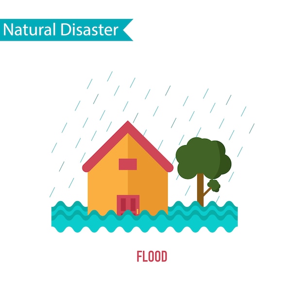 Flood disaster in flat design concept