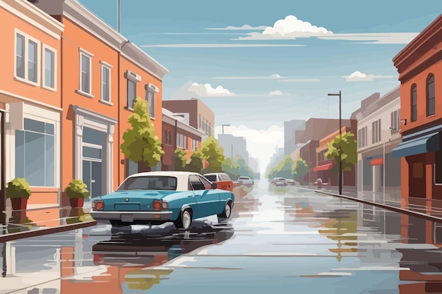 flooding on the streets Illustration