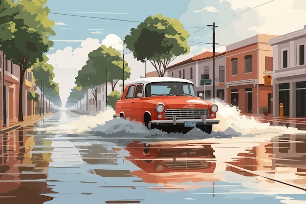 flooding on the streets Illustration