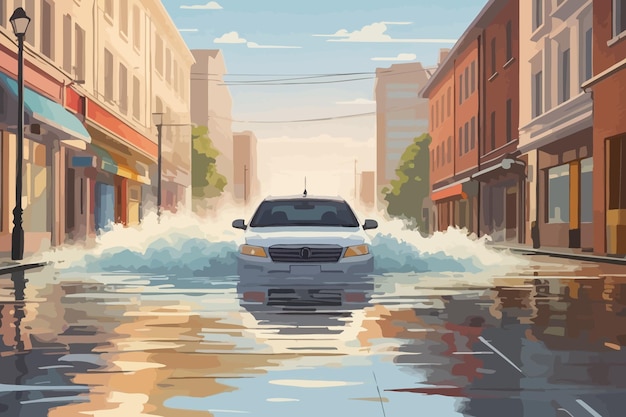 flooding on the streets Illustration