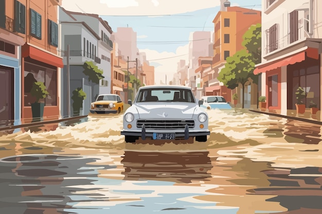 flooding on the streets Illustration