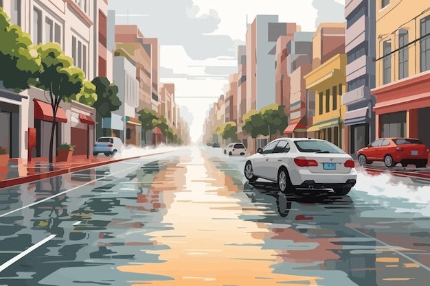 flooding on the streets Illustration