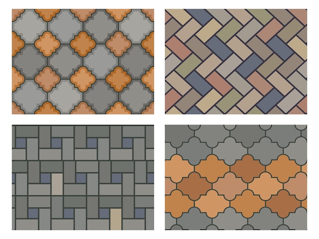 Floor tiles set Decorative geometric color patterns