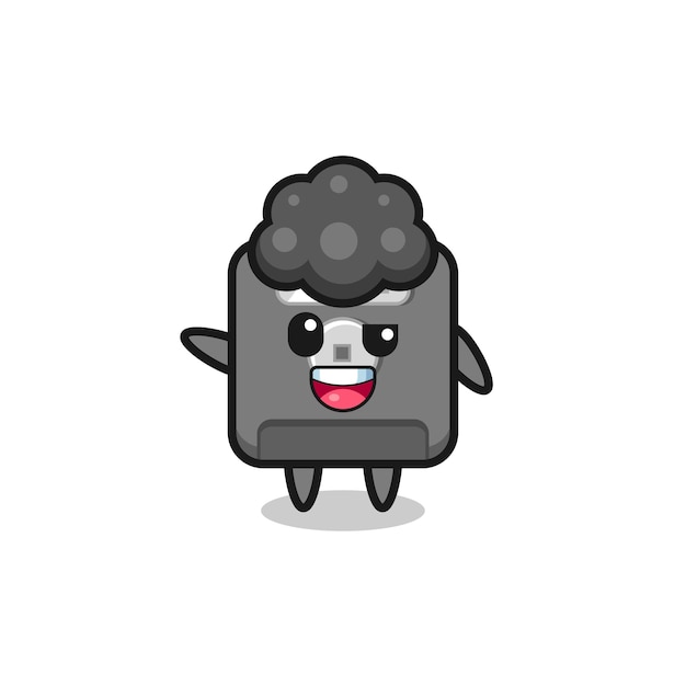 Floppy disk character as the afro boy cute design