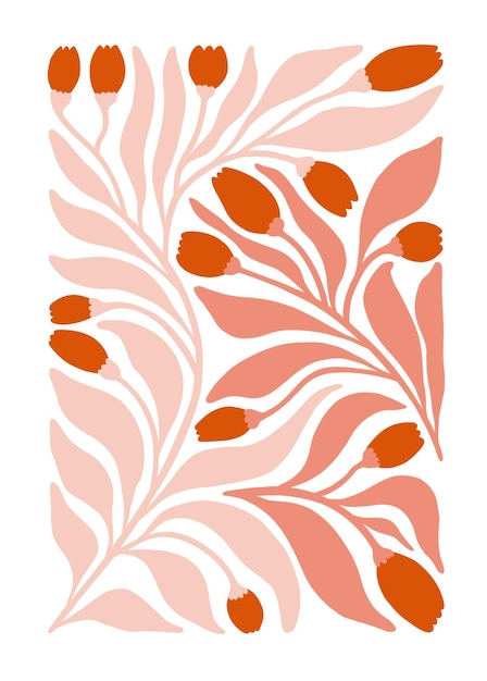 Floral abstract elements Botanical composition Modern trendy Matisse minimal style