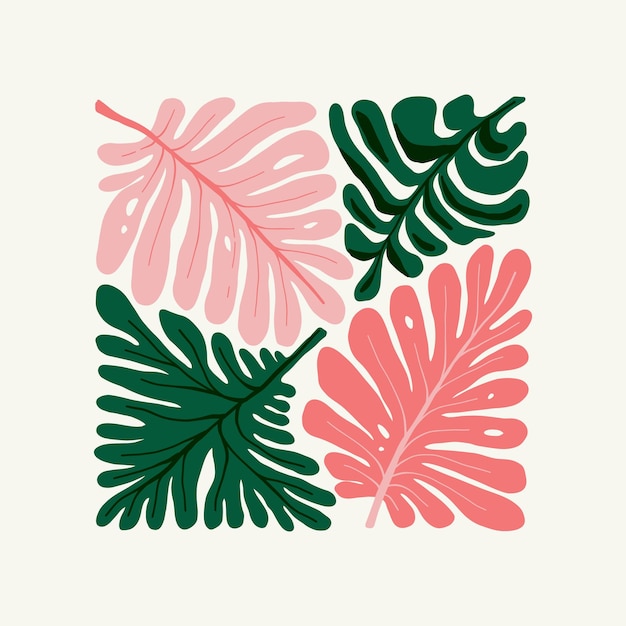 Floral abstract elements Tropical Botanical composition Modern trendy Matisse minimal style Floral