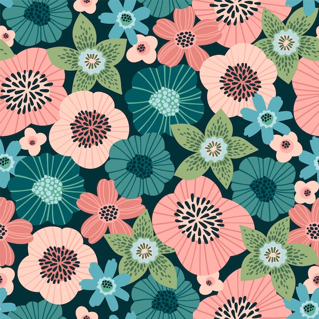 Floral abstract seamless pattern.