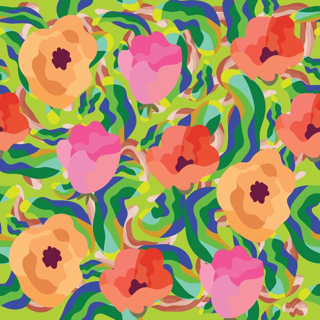 Vector floral abstract seamless pattern