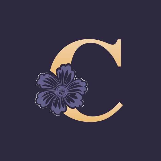 Floral alphabet C Logo with Flower Initial Letter C Logo Template