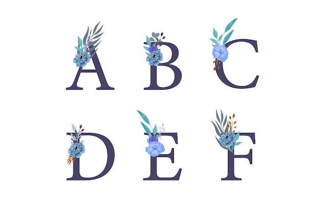 Floral alphabet set