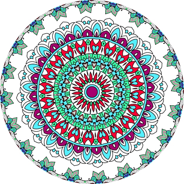 Floral Art Mandala. Ethnic Design With Colorful Ornament. Arabesque Medallion