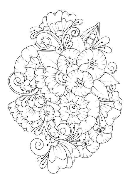 Floral background for coloring. Coloring page. Art line.