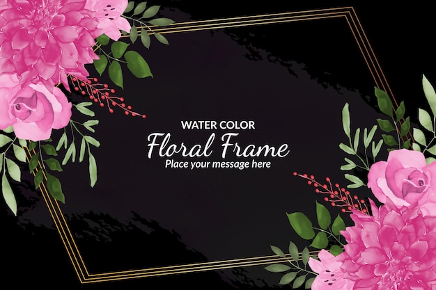 Floral background template with beautiful flower's and leave's watercolor free Vector