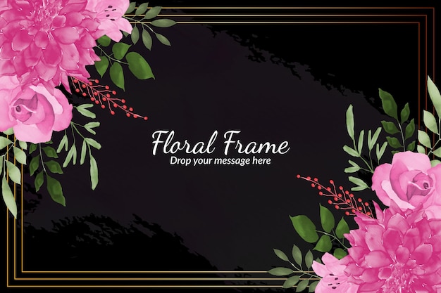 Floral background template with beautiful flower's and leave's watercolor free Vector