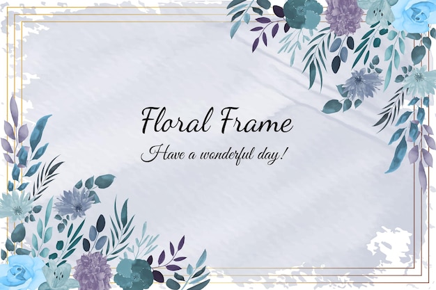 Floral background template with beautiful flower's and leave's watercolor free Vector