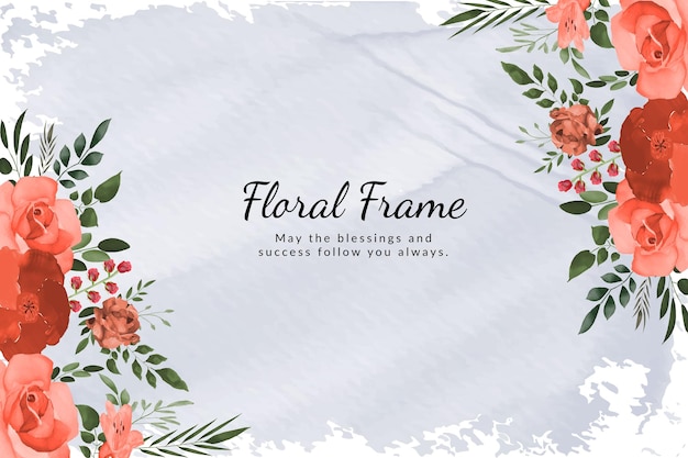 Floral background template with beautiful flower's and leave's watercolor free Vector