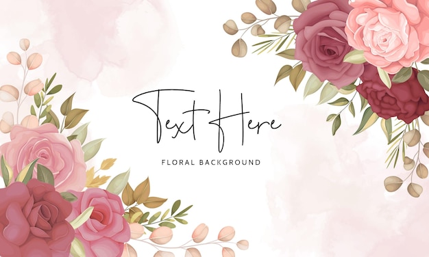 Floral background template with elegant flower and leaves decoration