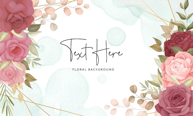 Floral background template with elegant flower and leaves decoration