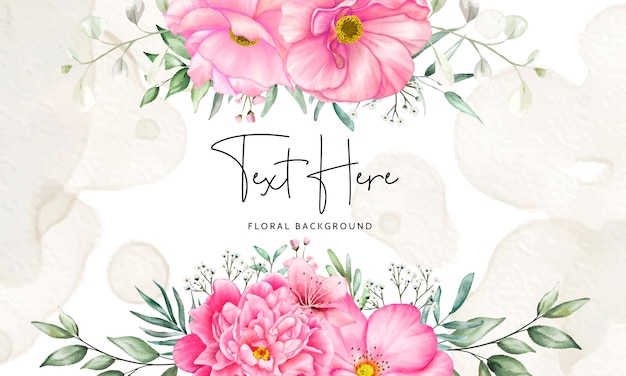 floral background with beautiful flower and leaves watercolor set