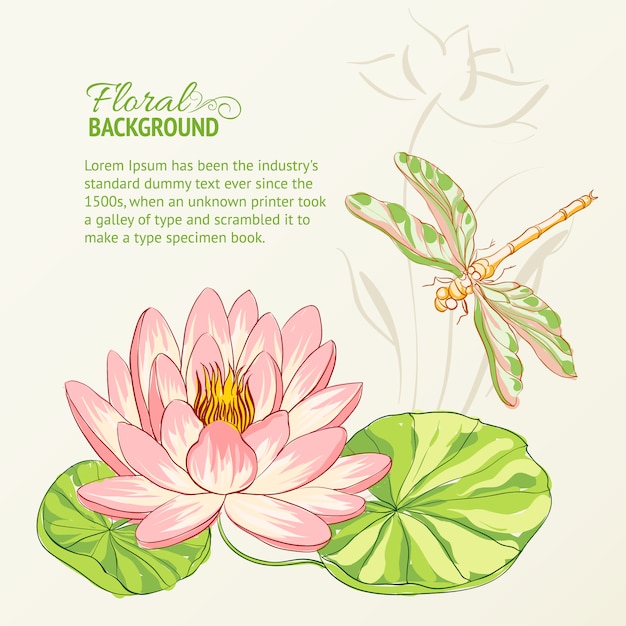 Floral background with dragonfly