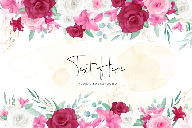 Floral background with hand drawn beautiful flower frame