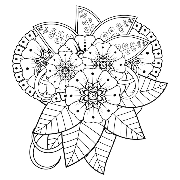 Floral Background with mehndi flower. Decorative ornament in ethnic oriental style, doodle ornament,