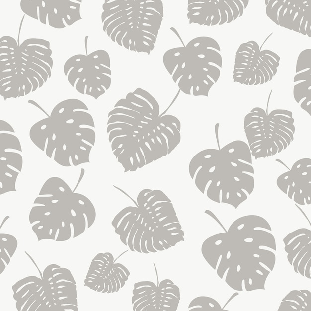 Floral background with tropical gray leaves