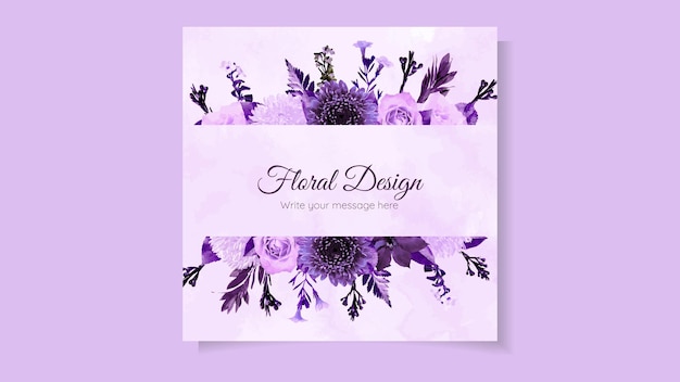 Floral Banner Background Template with Purple Flowers