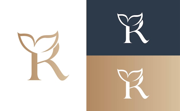 floral beauty logo leaf natural letter R