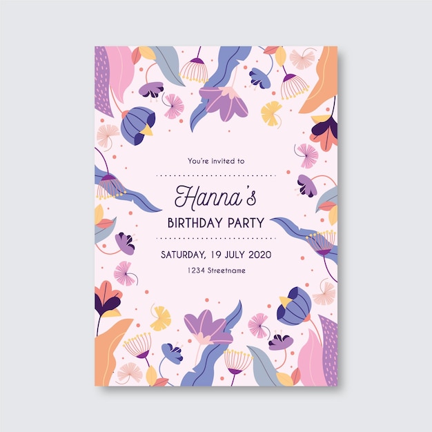 Floral birthday invitation template