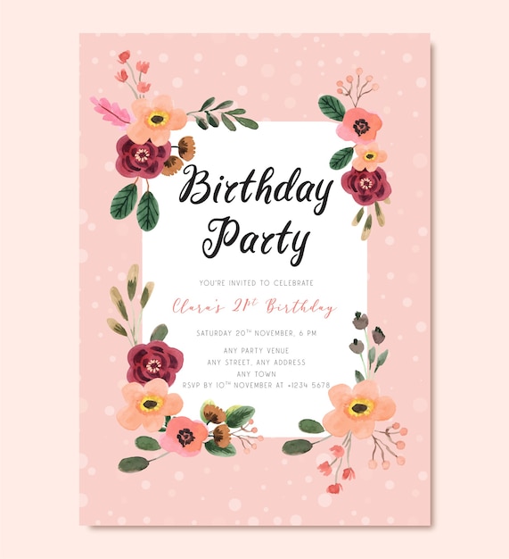 Floral birthday party poster