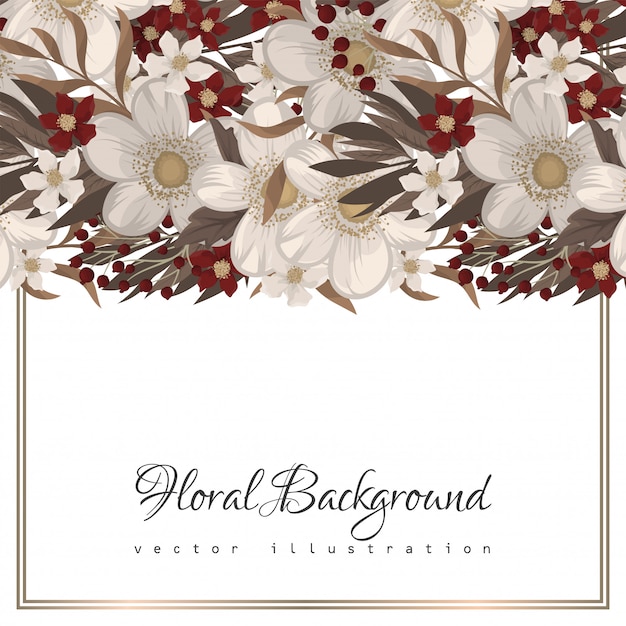 Floral border background - red flowers