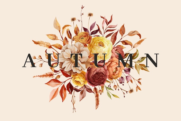 Floral border background with autumn nature