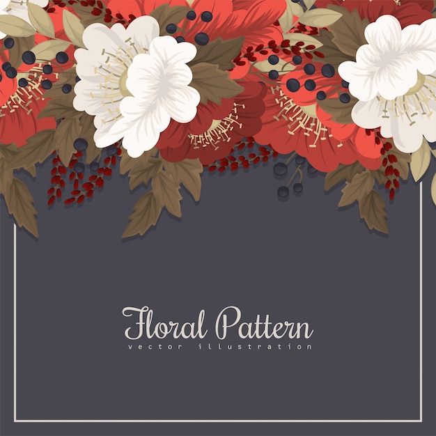 Floral border   dark blue 