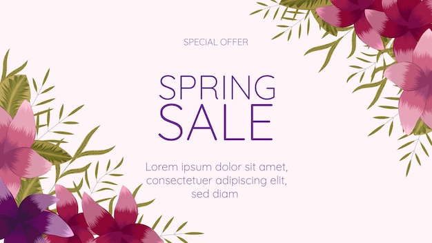 Floral border Spring Sale frame card template for web background