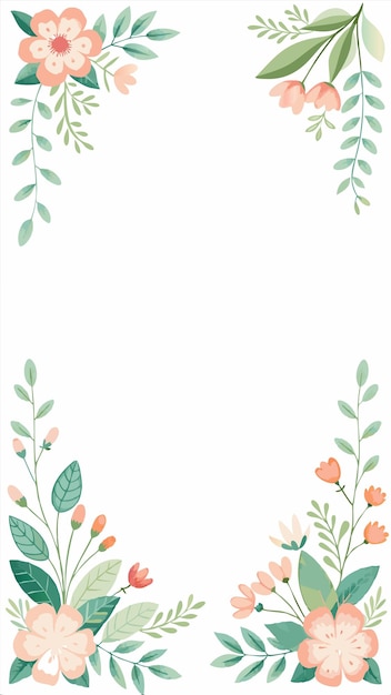 Vector a floral border with a green border and pink flowers