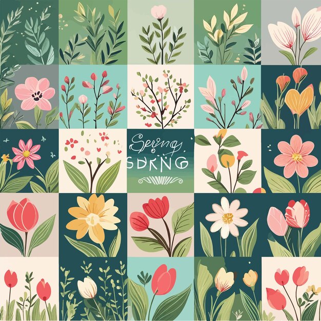 Vector floral and botanical background