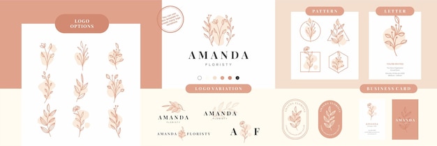 Vector floral and botanical feminine logo set collection beauty logo template