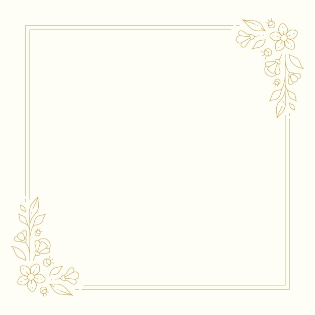 Floral botanical frame bud blossom elegant luxury golden border design line vintage vector illustration