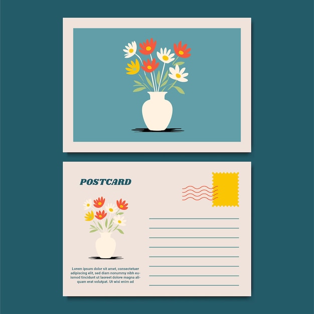 Floral botanical postcard illustration